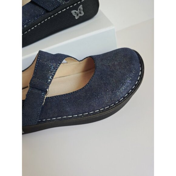 Alegria Dayna Navy Blue Sparkle Glitter Leather Mary Jane Y2K 90s Shoes 38 8 8.5 - Picture 2 of 12
